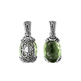 AP-6293-GAM Sterling Silver Pendant With Green Amethyst Q. Jewelry Bali Designs Inc